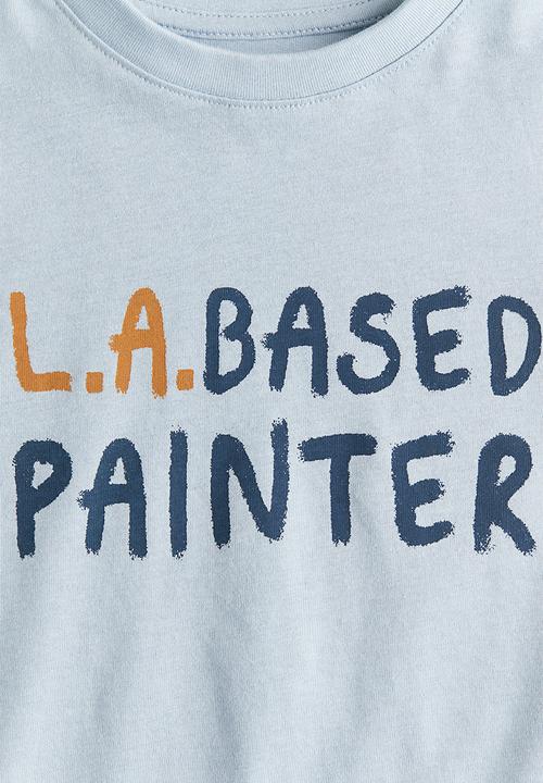 H&M - Printed jersey top - light blue/painter 
