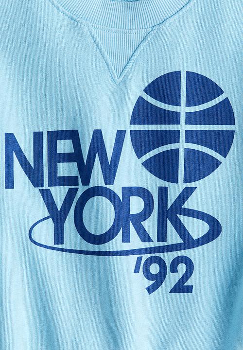 H&M - Printed crew-neck sweatshirt - light blue/new york '92