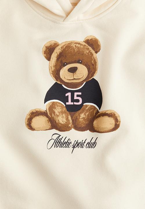 H&M - Printed hoodie - light beige/teddy bear