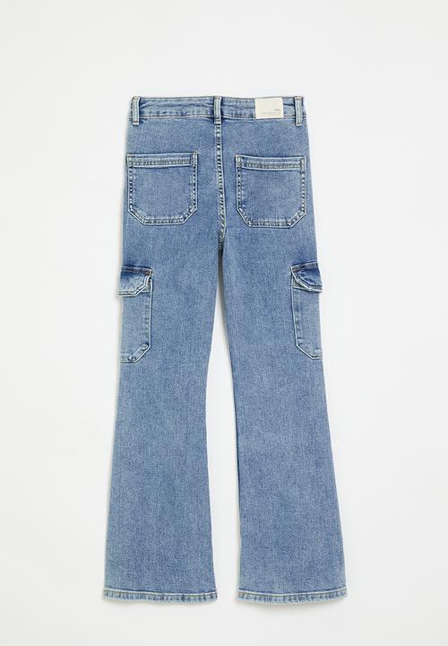 MANGO - Jeans cargo - open blue