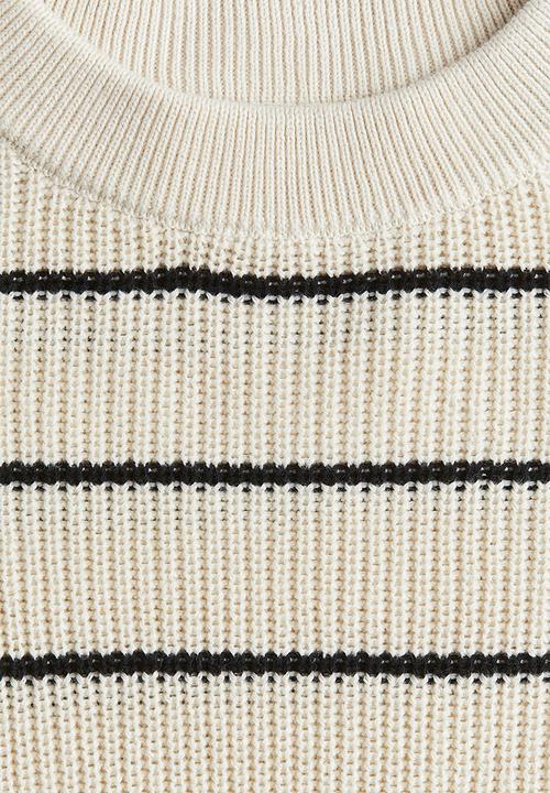 H&M - Boxy jumper - light beige striped
