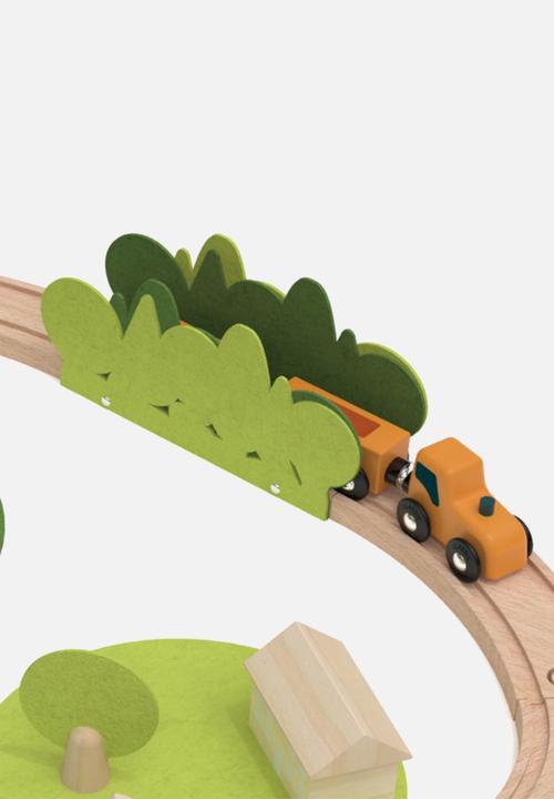 Greenbean Learning - Pretend & play natural wooden train set 100pcs - multi