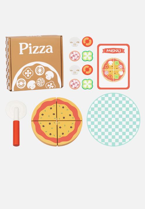 Greenbean Learning - Pretend & play wooden pizza making set 16pcs - multi