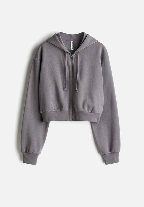 トップス Perverze 25AW CroppedHoodieKnit Top Gray トップス Perverze 25AW CroppedHoodieKnit Top Gray トップス
