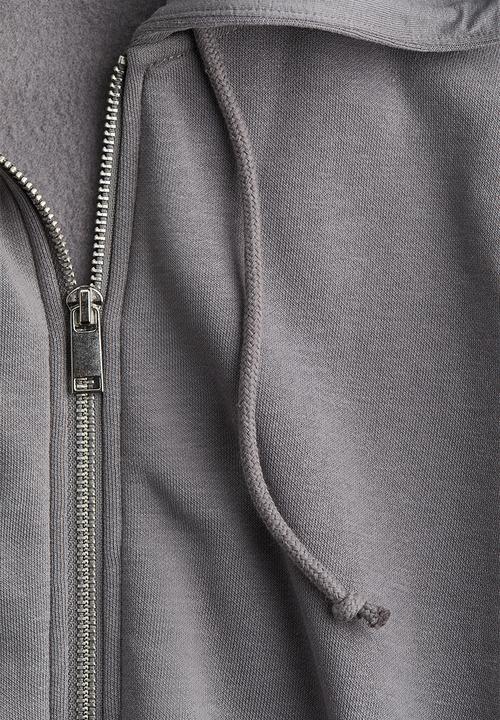 H&M - Cropped zip-through hoodie - grey
