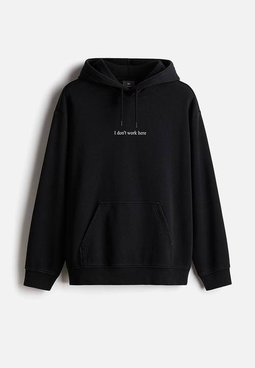 Loose fit printed hoodie - black/i don't work here - 1122659039