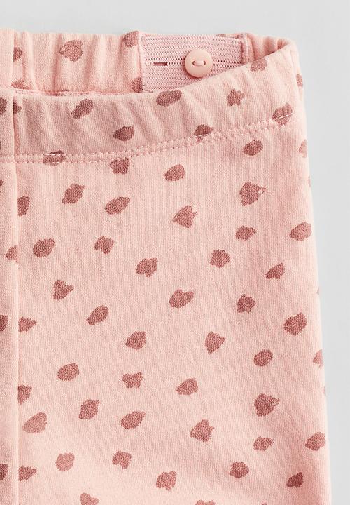 H&M - Cotton jersey leggings - light pink/spotted