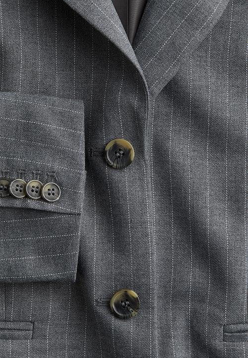 H&M - Oversized single-breasted blazer - dark grey marl/pinstriped