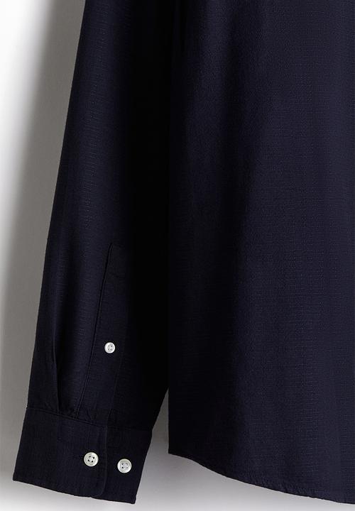 H&M - Regular fit textured shirt - navy blue