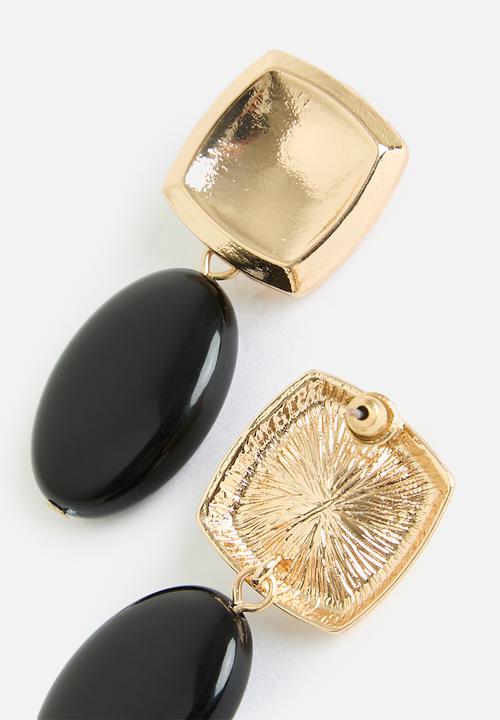 Tessa Design - Emma oval disk earring - gold & black