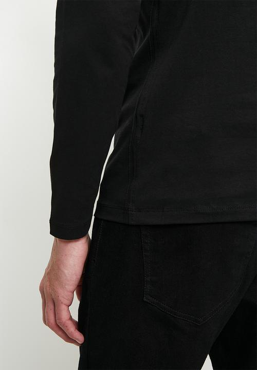 GUESS - Long sleeve cn sprayed flock logo tee - jet black a996