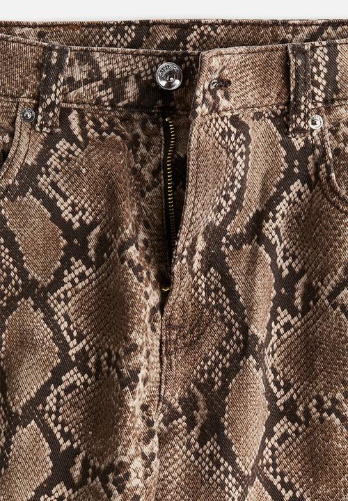 H&M - Wide high jeans - brown snakeskin-patterned