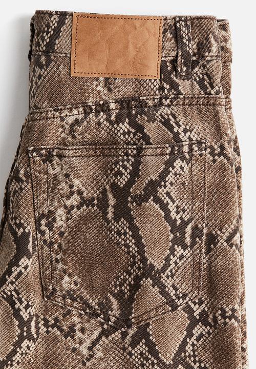 H&M - Wide high jeans - brown snakeskin-patterned