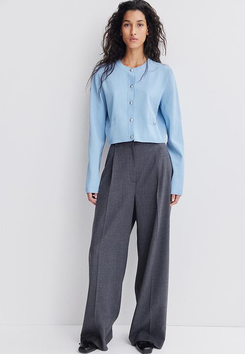 Fine-knit cardigan - light blue - 1265360003