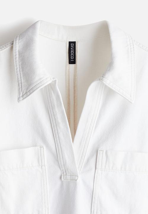 H&M - Collared denim dress - white