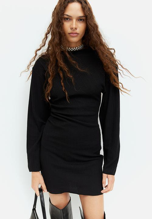 Draped bodycon dress - black - 1264597001