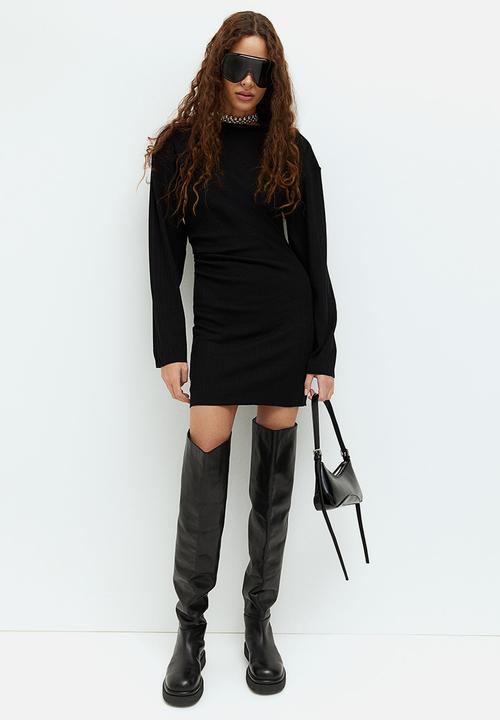 H&M - Draped bodycon dress - black