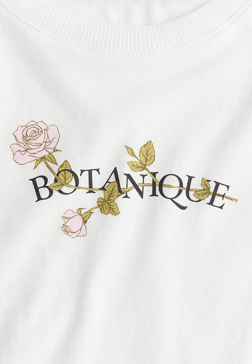 H&M - Cropped printed T-shirt - white/botanique