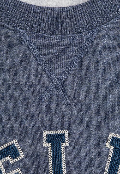 H&M - Text-motif sweatshirt - dusty blue marl/atelier paris