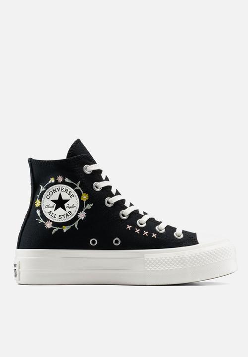 all star lift hi trainers black vintage white multi floral