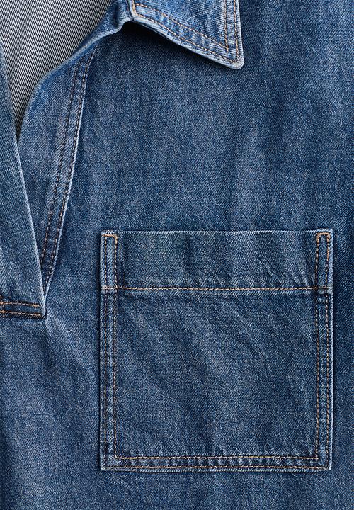 H&M - Collared denim dress - light denim blue
