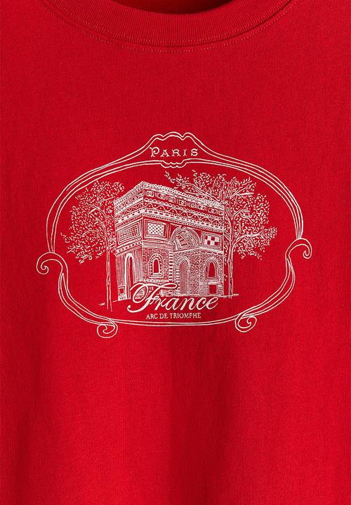 H&M - Printed T-shirt - red arc de triomphe