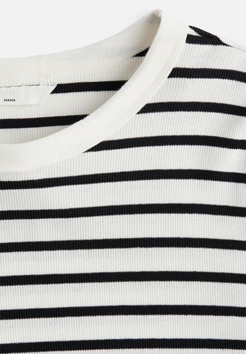 H&M - Mama ribbed jersey top -  white/black striped