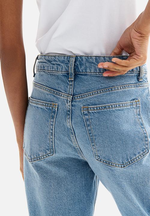 H&M - Slim mom high ankle jeans - pale denim blue