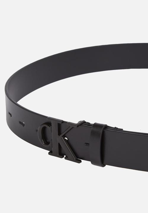 Calvin Klein - Monogram tonal plaque belt 30mm - black
