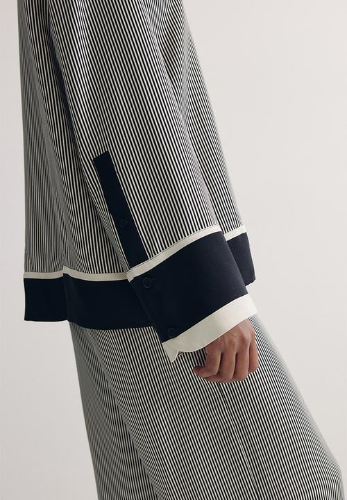 H&M - Loose-fit shirt - black/striped 