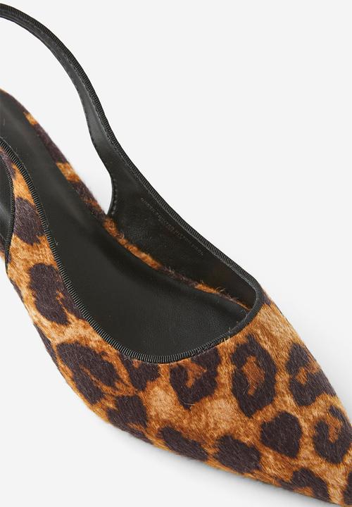 Cotton On - Greta pointed kitten heel - leopard faux pony hair
