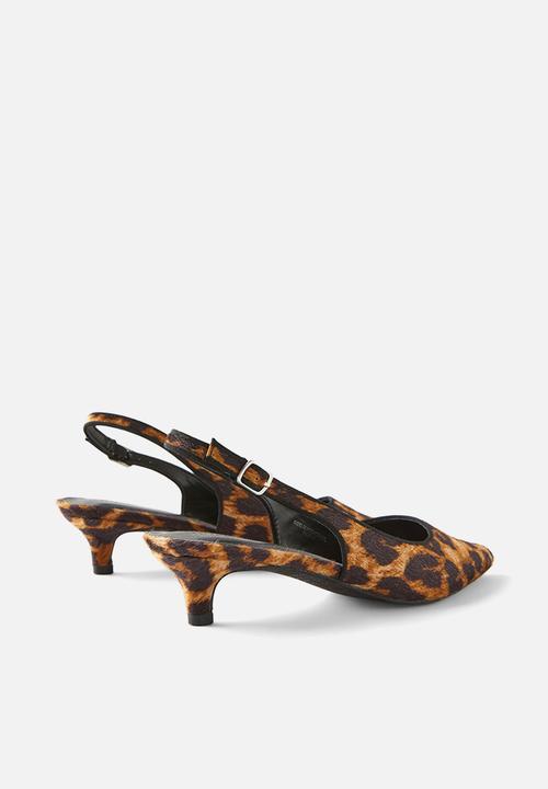Cotton On - Greta pointed kitten heel - leopard faux pony hair
