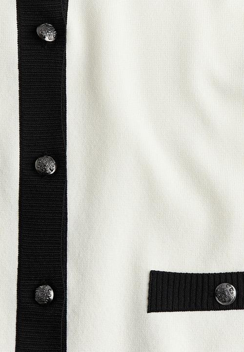 H&M - Fine-knit cardigan - cream & black