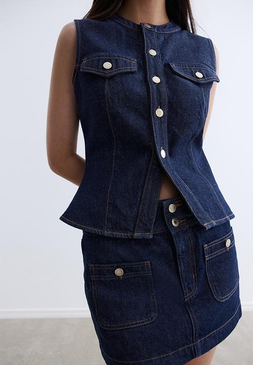 H&M - Mini skirt - dark denim blue