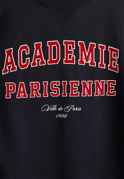 H&M - Text-motif sweatshirt - navy blue parisienne