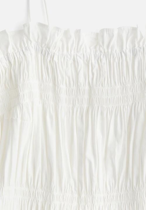 H&M - Smocked tie-strap dress - white