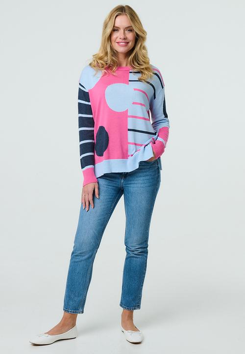 Stella Morgan - Abstract Printed with side slits Jersey - Pale Blue