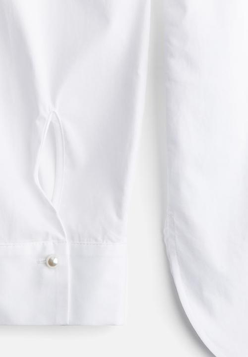 H&M - Bead-embellished poplin blouse - white