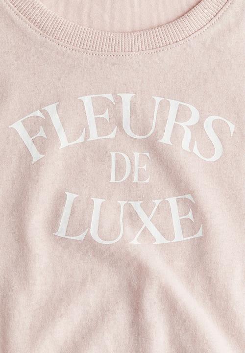 H&M - Cropped printed T-shirt - light pink/fleurs de luxe 