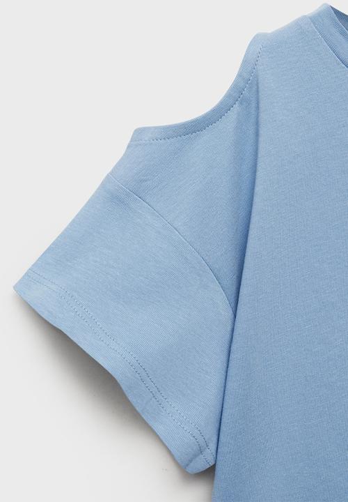MANGO - T-shirt cut out l - light pastel blue