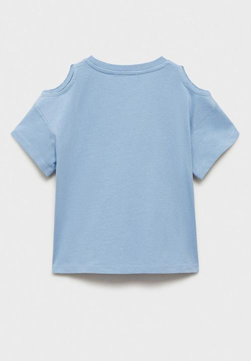 MANGO - T-shirt cut out l - light pastel blue