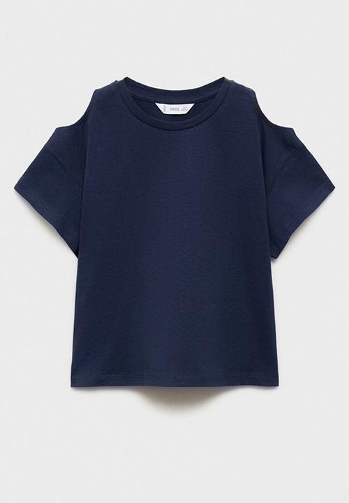 MANGO - T-shirt cut out l - navy