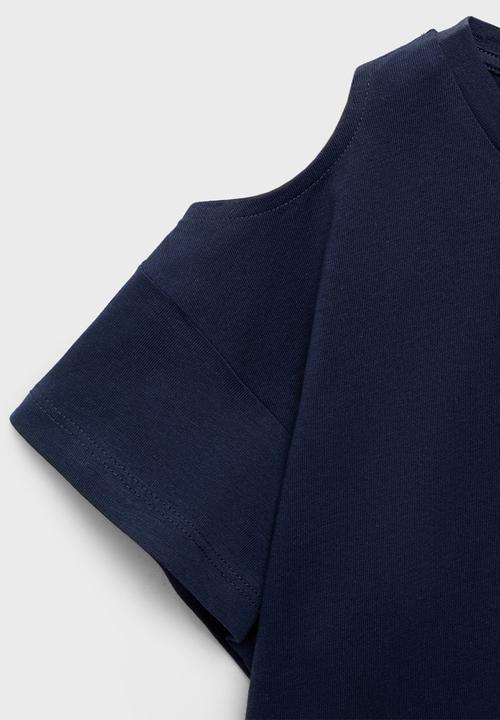 MANGO - T-shirt cut out l - navy