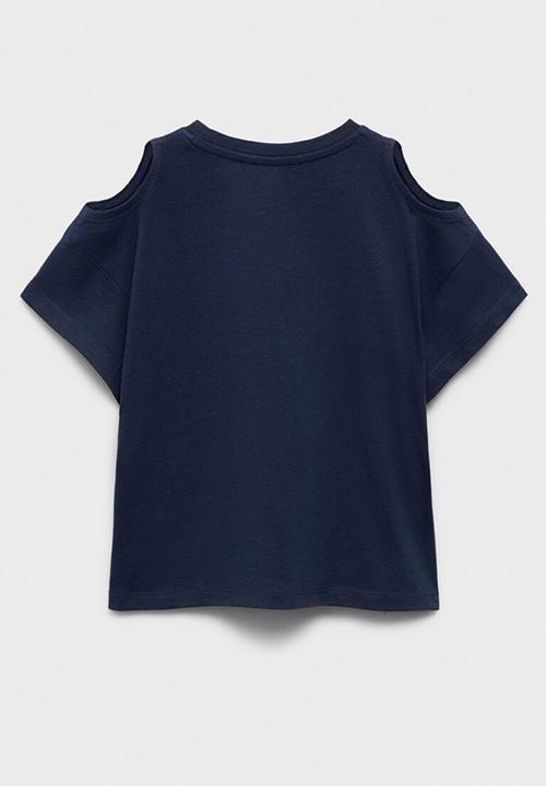 MANGO - T-shirt cut out l - navy
