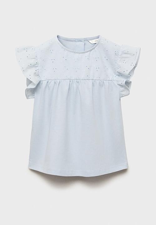 MANGO - T-shirt anita - light pastel blue