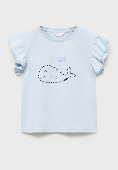 MANGO - T-shirt wave - light pastel blue