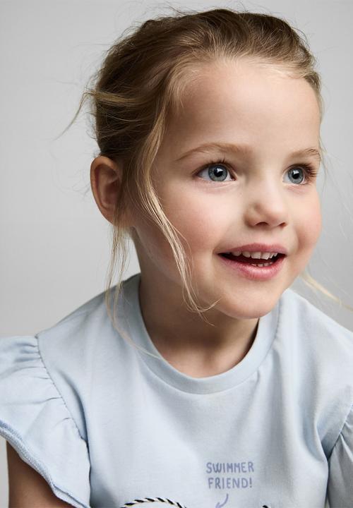 MANGO - T-shirt wave - light pastel blue