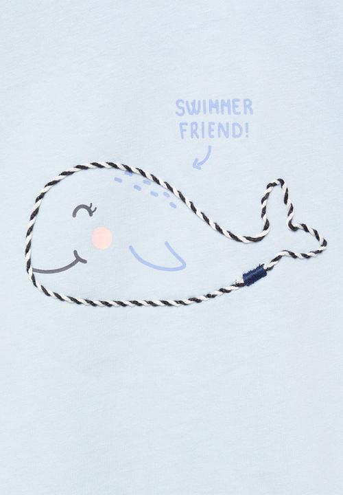 MANGO - T-shirt wave - light pastel blue