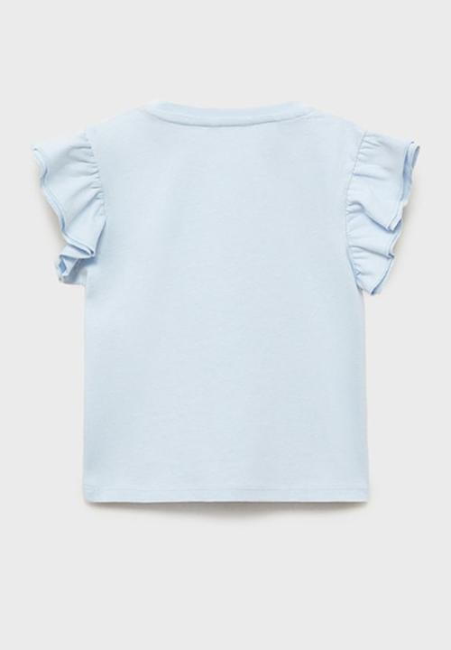 MANGO - T-shirt wave - light pastel blue