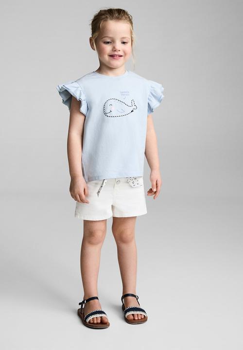 MANGO - T-shirt wave - light pastel blue